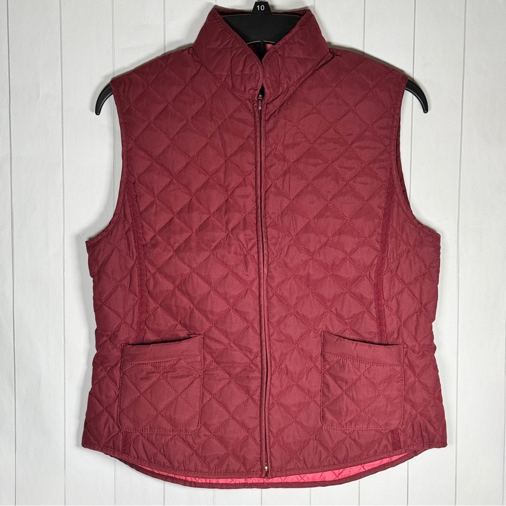 Van Heusen Purple Quilted Insulated Vest Sleeveless Zip Jacket Travel Casual S‎